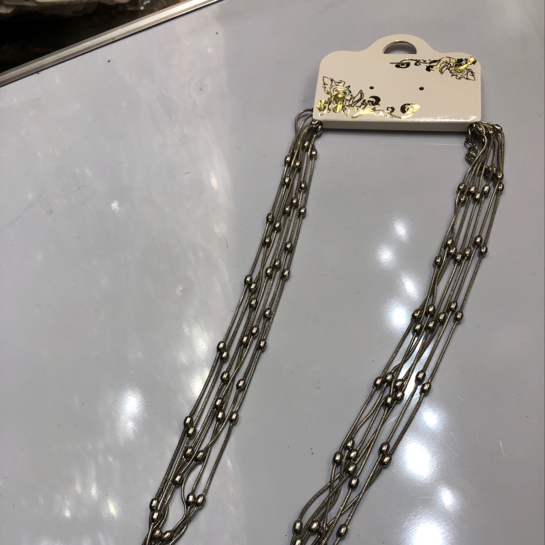 Copper bead chain necklace