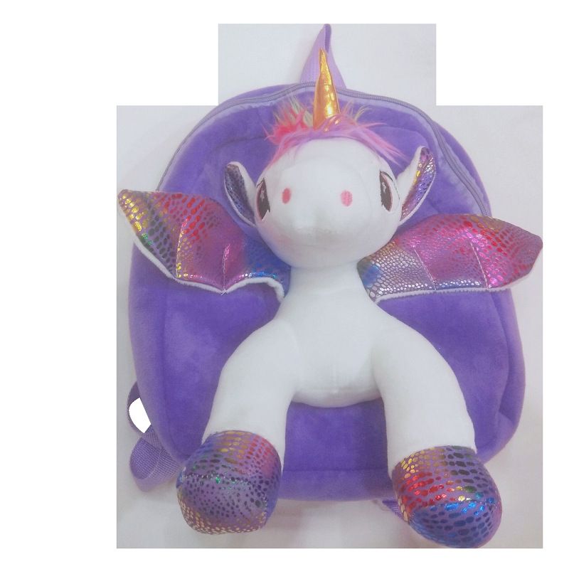 毛绒书包女生毛绒书包卡通儿童背包动物独角兽双肩包宝宝包包立体玩具背包