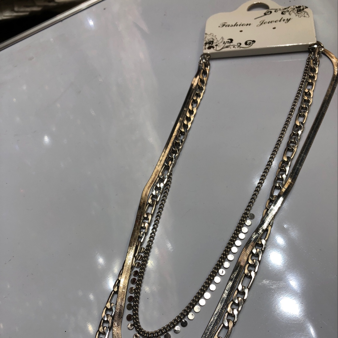 Handmade copper chain necklace details Picture
