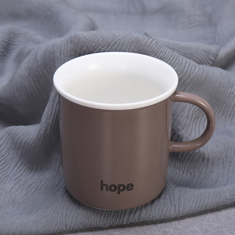 New solid-color simple letter ceramic water cups, office and home coffee cups, mugs wholesale customization LOGO Item Picture