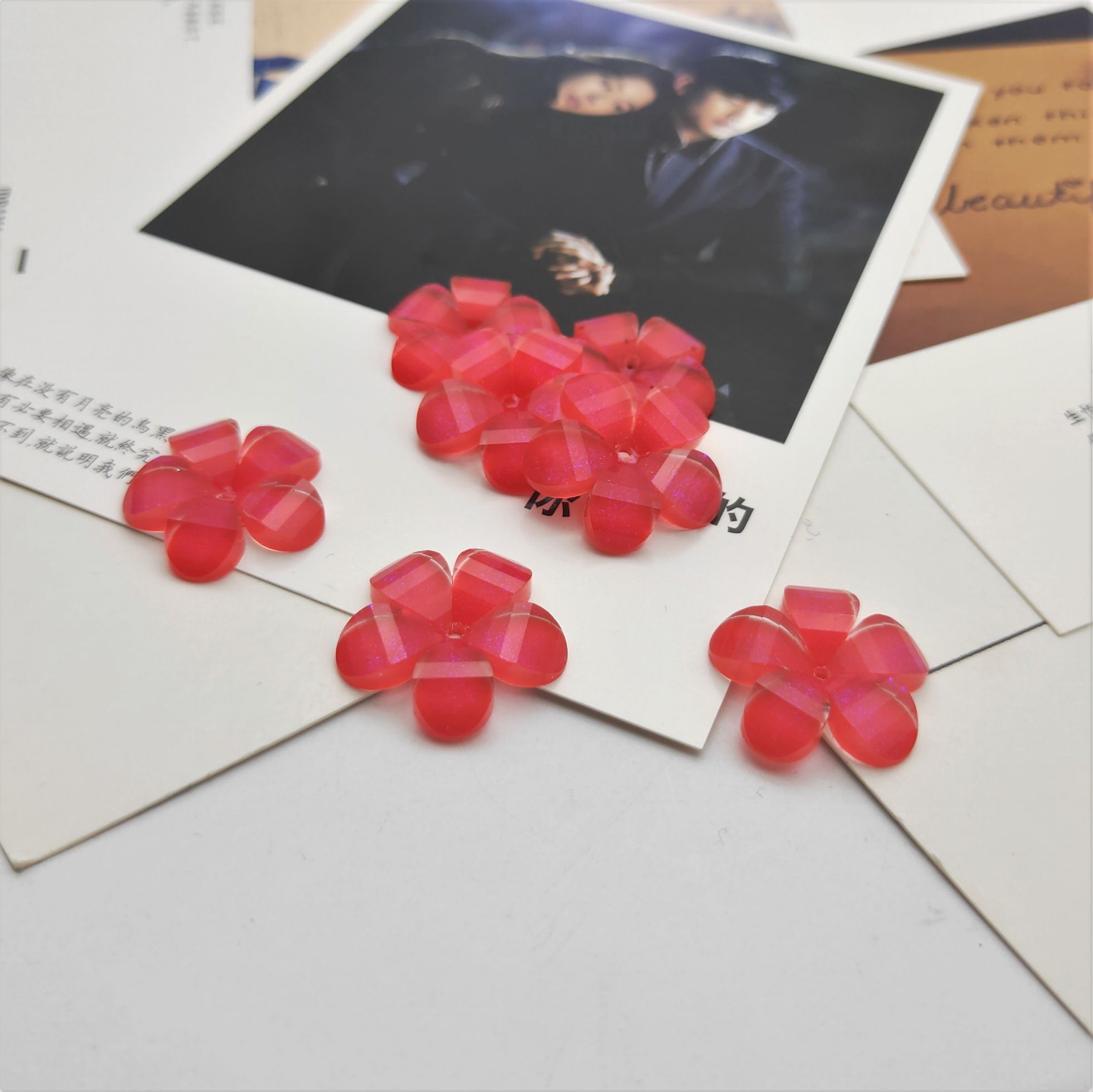 Direct sales of water drop five-petal flower creative handmade diy hair accessories, mobile phone DIY nail and beauty materials undefined