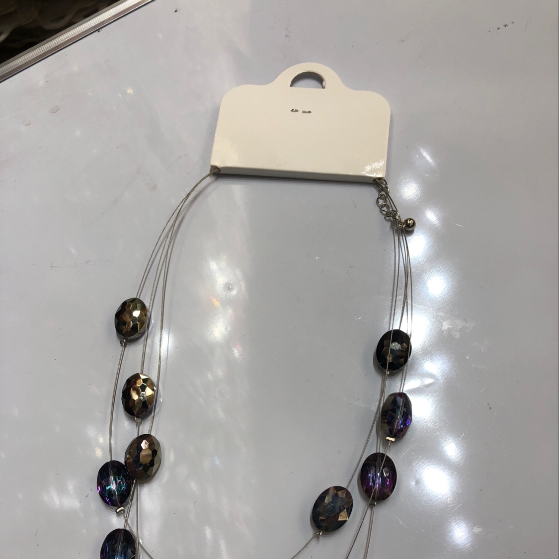 Steel wire crystal necklace details Picture