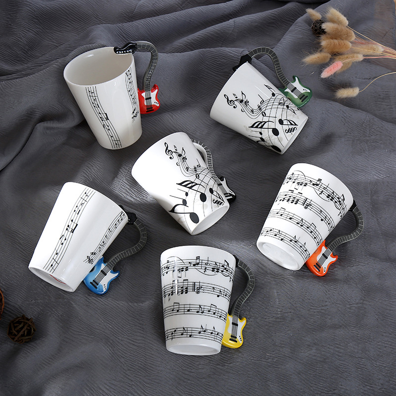 Large ceramic electric Musical Instruments, ins milk cups, coffee cups, musical note water cups, mugs, music cups, factory direct sales Specification image