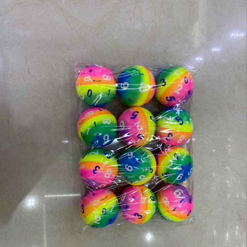7.6 cm rainbow digital ball, pu ball, sponge ball, pressure ball