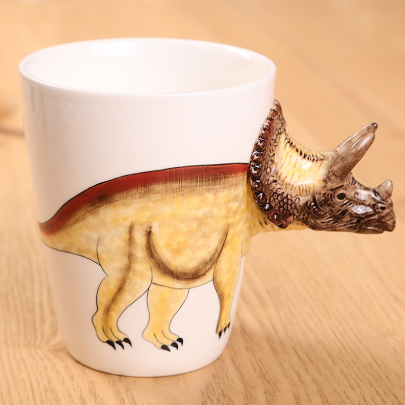 Customized wholesale of 3D stereoscopic painted mugs, cartoon dinosaur water cups, coffee cups and ceramic cups undefined