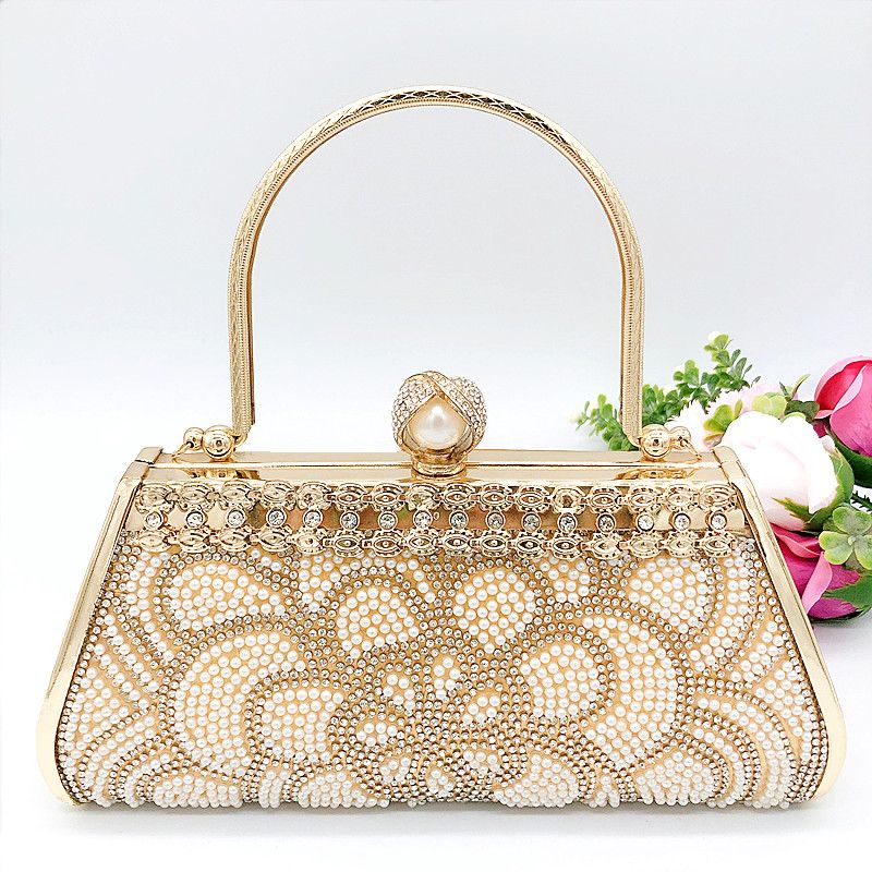 镶钻珍珠扣晚宴包礼服包欧美复古旗袍包硬把女式手提包包女图