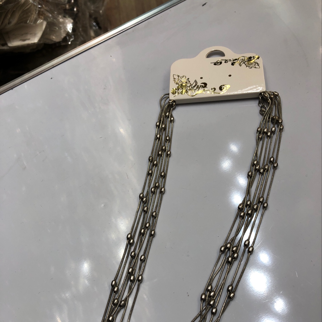 Copper bead chain necklace details Picture