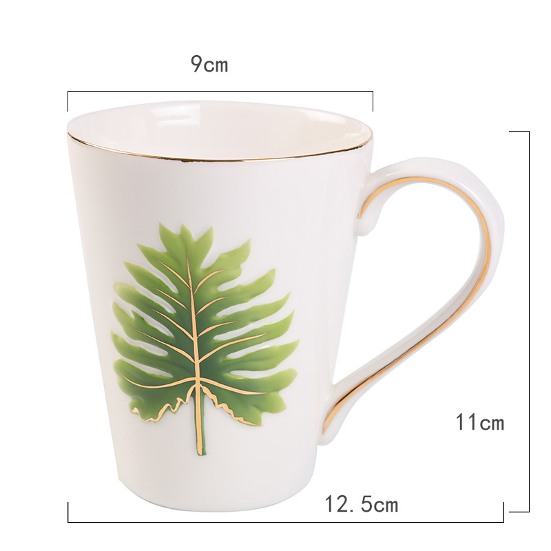New creative and fresh leaf series ceramic cups, European-style home coffee cups, event gift cups, custom logos undefined