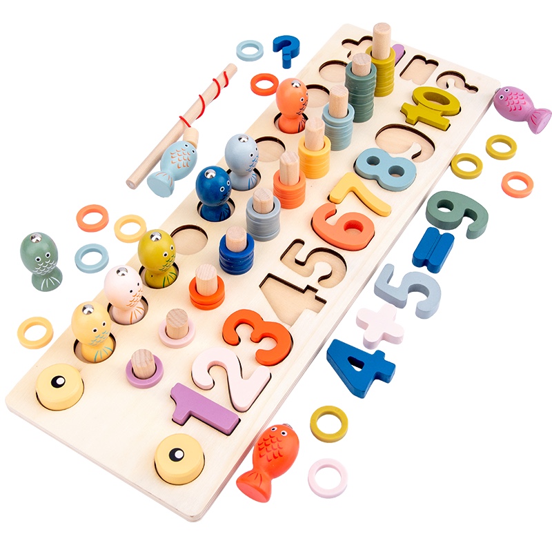 The wooden toy digital fishing board is highly entertaining with rich colors. It can exercise babies' hand-eye coordination, visual ability, logical thinking ability, early education enlightenment training, and is a parent-child game Item Picture
