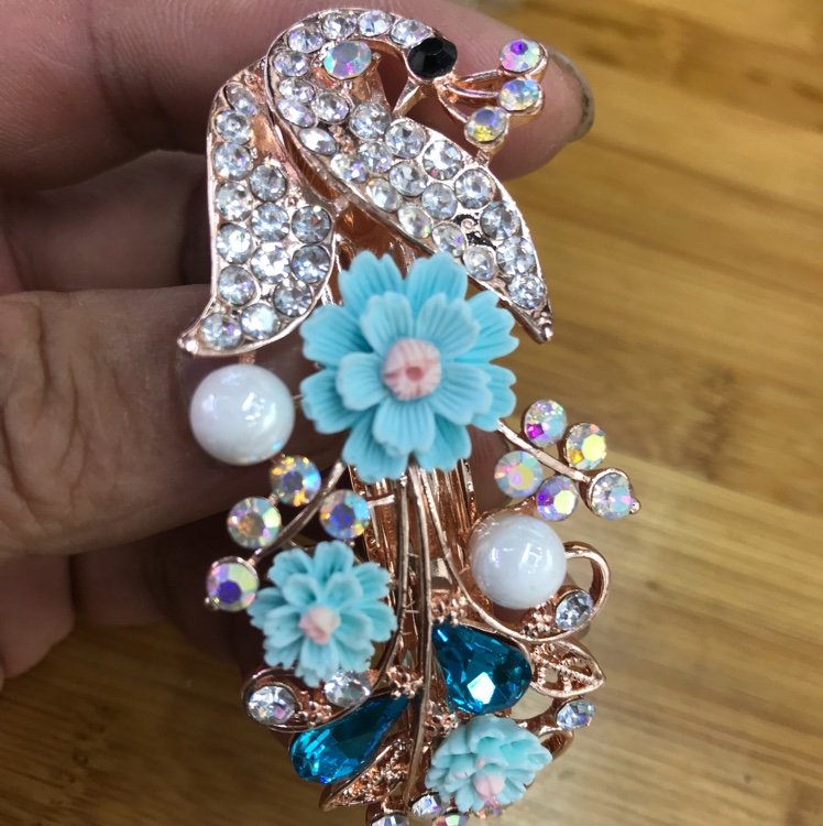 Peacock Crystal hair clips, new multi-diamond hair clip headwear, a best-selling European and American jewelry Specification image