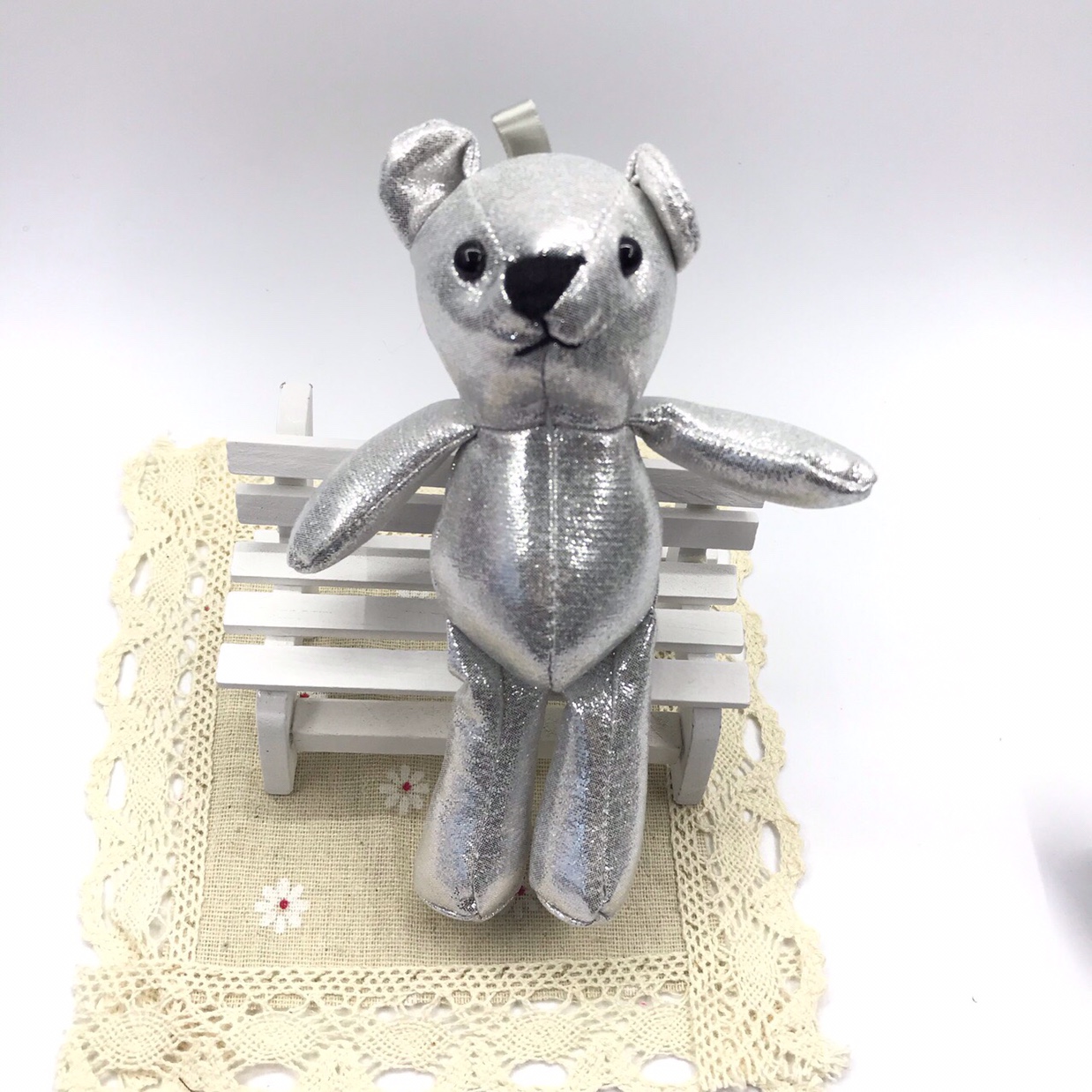15 cm silver cloth bear Teddy bear plush toy bear factory direct sales new Korean-style clothing accessories