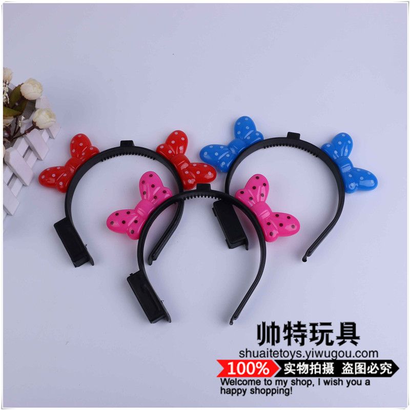 Mini flashing double bow headband with light