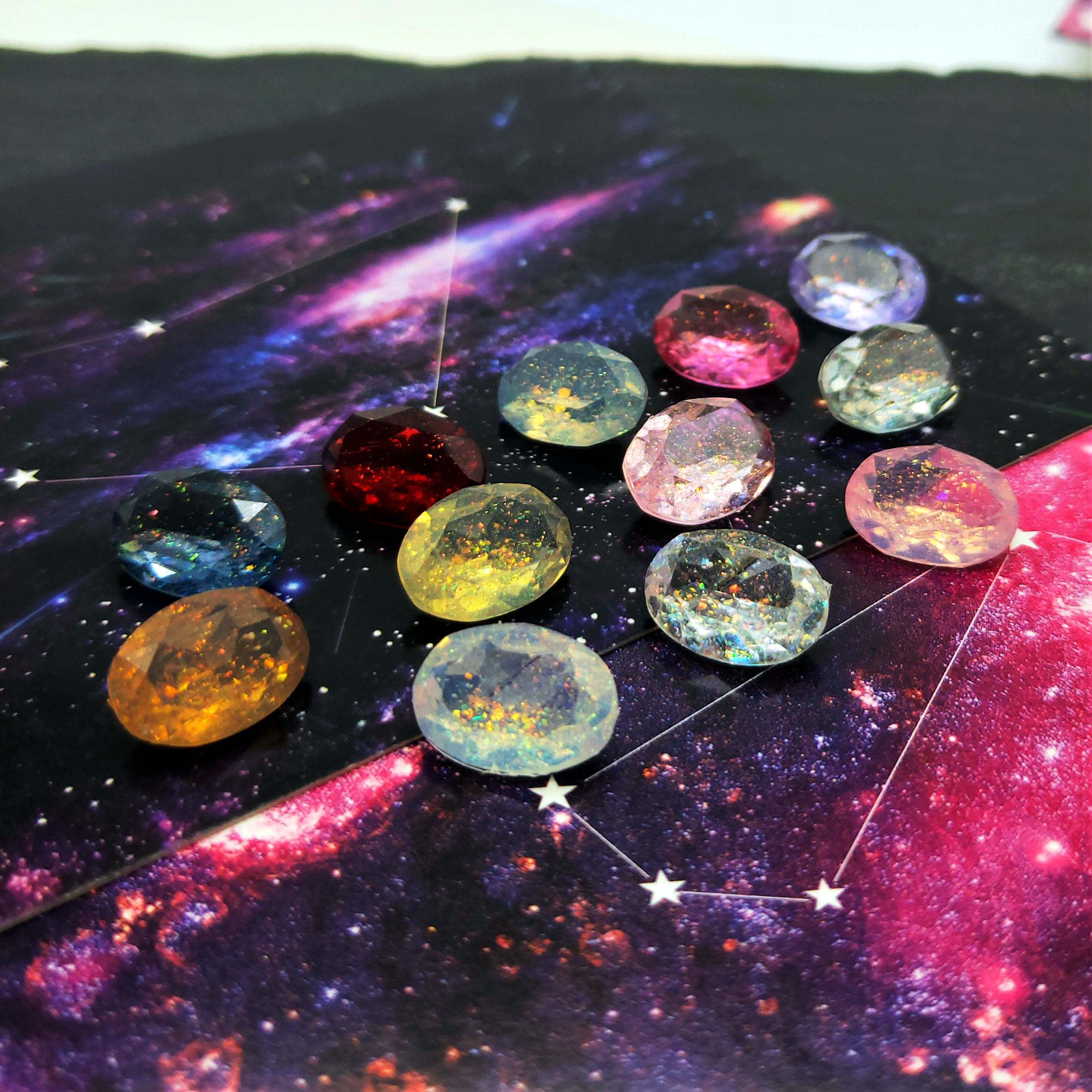 Best-selling oval-shaped iridescent resin diamond tip and bottom diamond 10*14mm Korean version handmade diy jewelry accessory creative necklace detail image 3