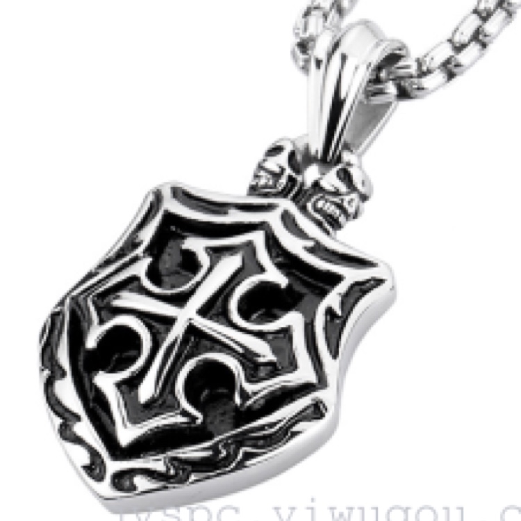 European and American flambeau totem stainless steel pendant retro cross pendant necklace for men and women thumbnail