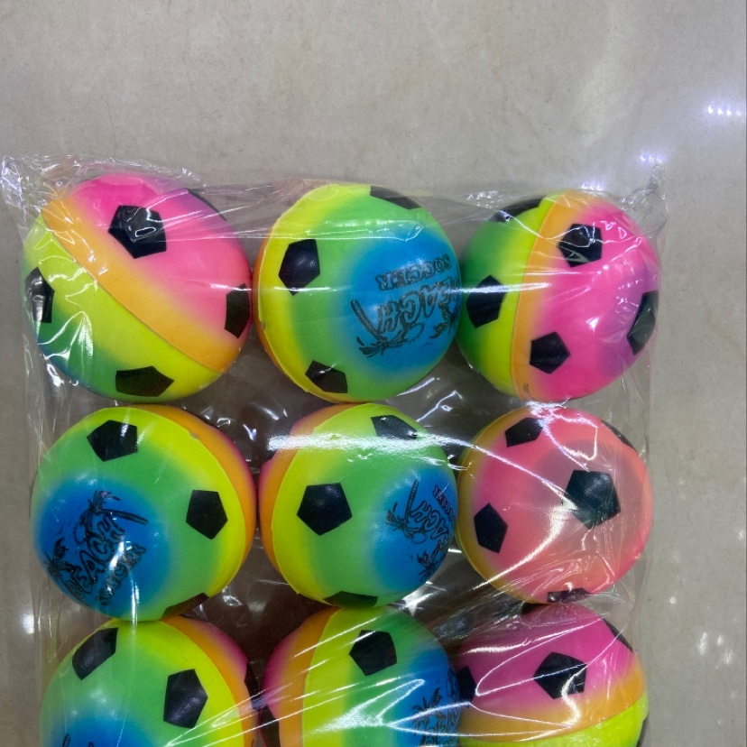 7.6 cm rainbow football beach ball, pu ball, sponge ball, pressure ball details Picture