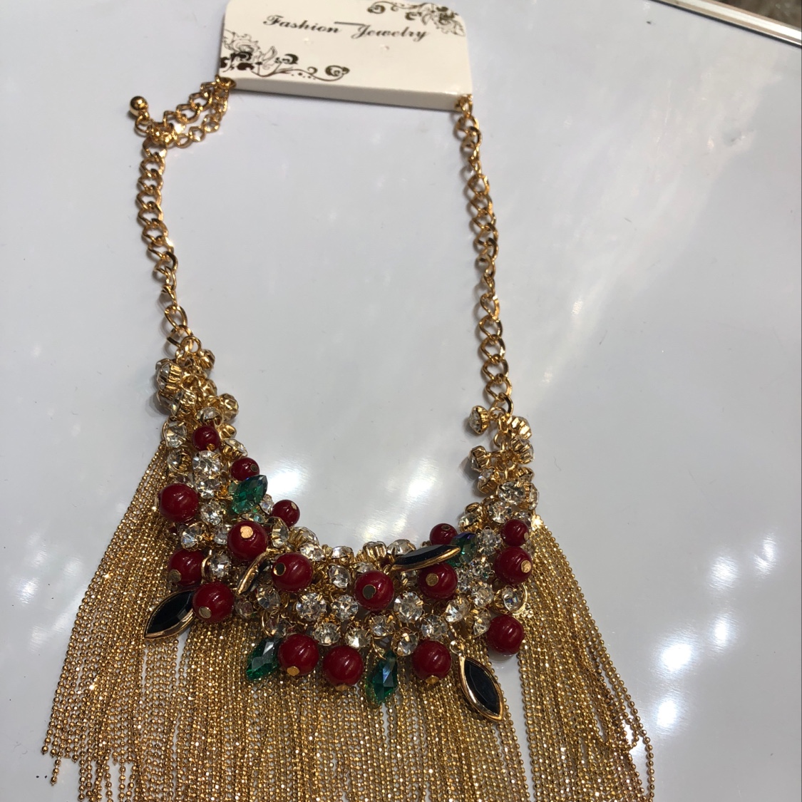 A copper and diamond necklace