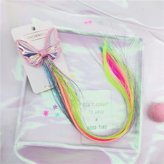 Cross-border children's wigs, hairpins, hair clips, headwear, butterfly shiny hair clips, hair clips