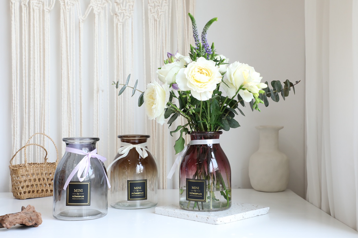 Colored spray-painted glass vase