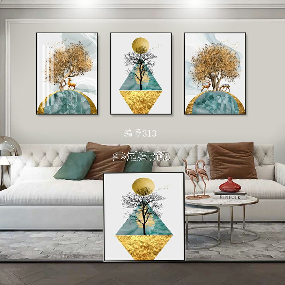 Colorful Crystal Stone Living Room Triptych undefined