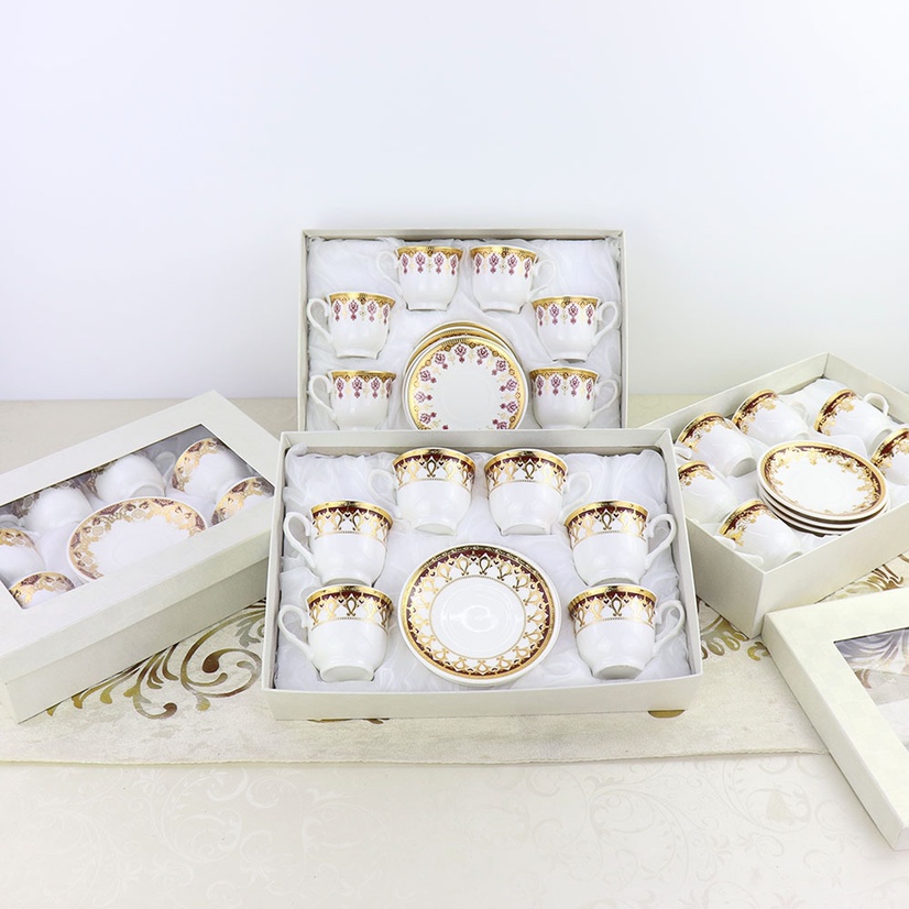 European ceramic coffee cup hot stamping six cups six saucer gift set creative small gift promotional advertising custom thumbnail