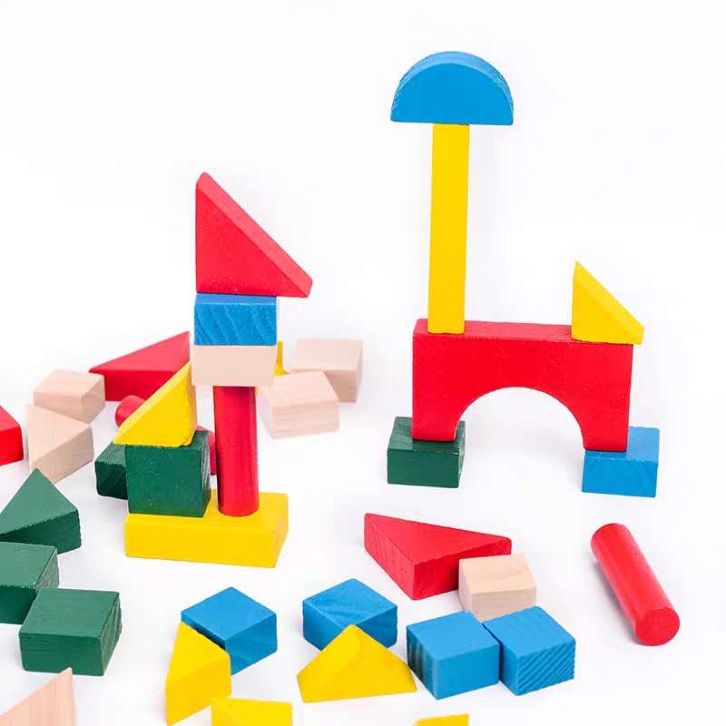 Children can assemble various graphic teaching AIDS and wooden educational toys with 48 freely assembled building blocks