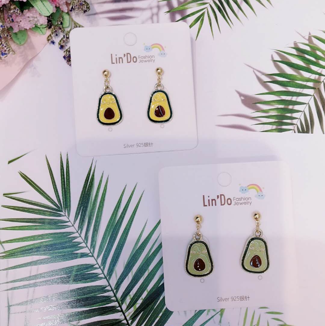 925 silver needle fun avocado earrings thumbnail