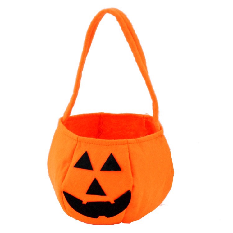 Halloween pumpkin bag, hand-held Halloween prop basket, non-woven fabric candy bag, three-dimensional pumpkin bag Specification image