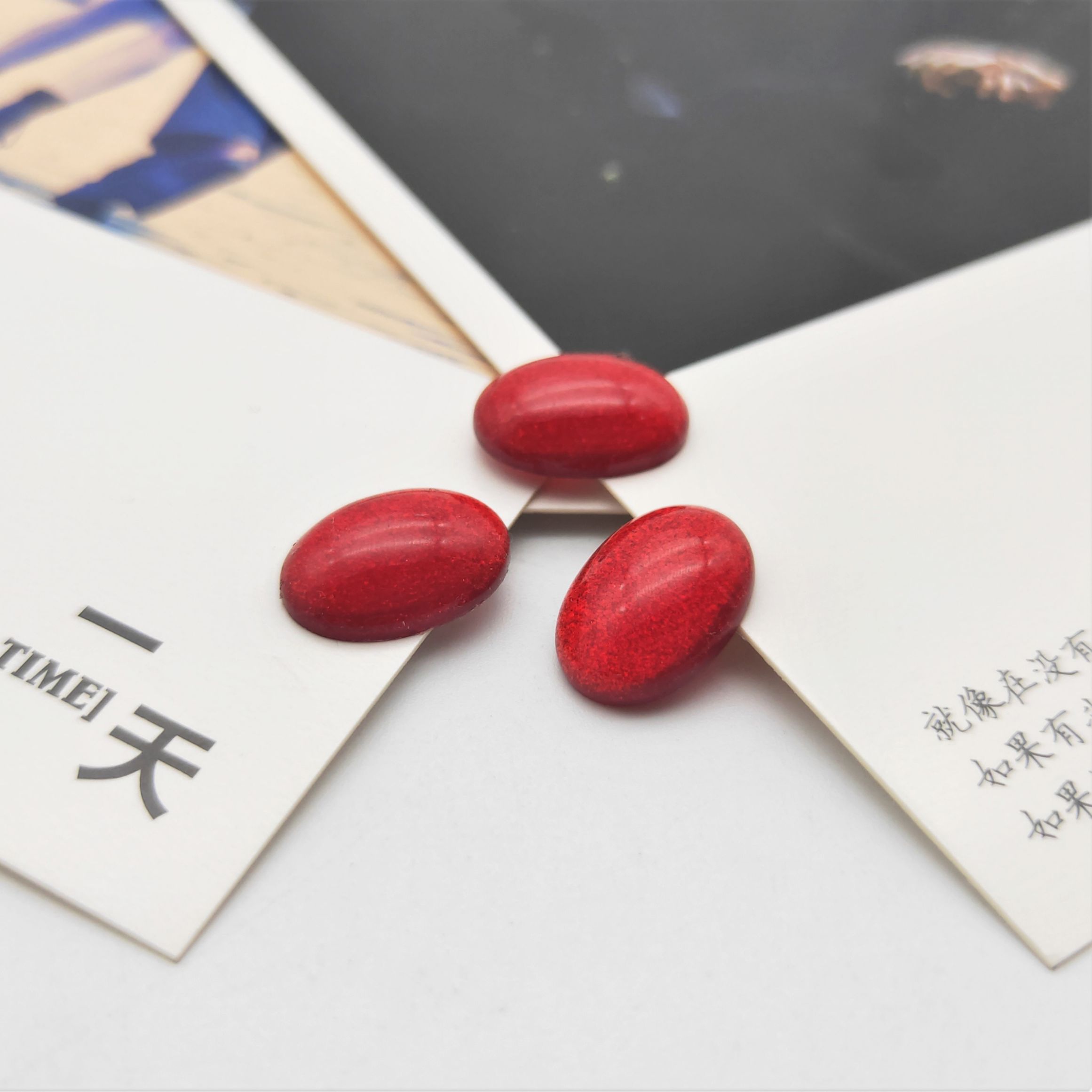 New resin smooth oval ring face starry sky ring face diy step hairpin inlay material diy decoration undefined