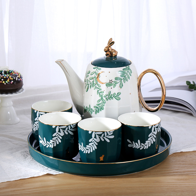British teapot, ceramic cup, three-piece set, home flower tea cup, European creative coffee cup, tea set, wholesale of Taobao utensils Specification image