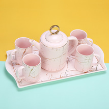北欧式陶瓷茶杯水杯家用套装客厅杯子水具耐热茶壶冷水壶茶具套装 粉色