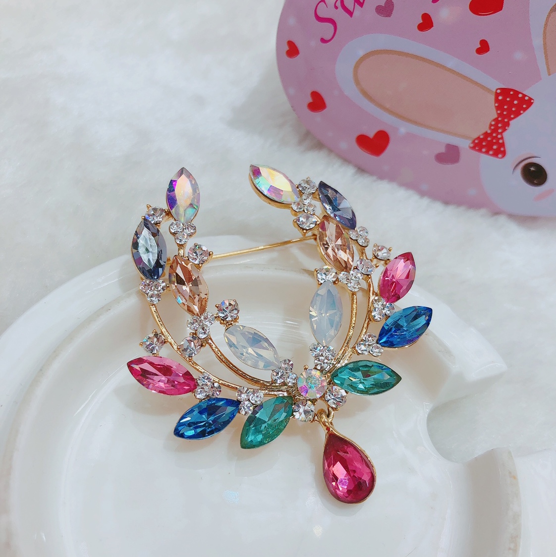 Top grade glass brooch opals for women anti-leaking pin sweaters jackets clothing accessories cardigan atmosphere thumbnail