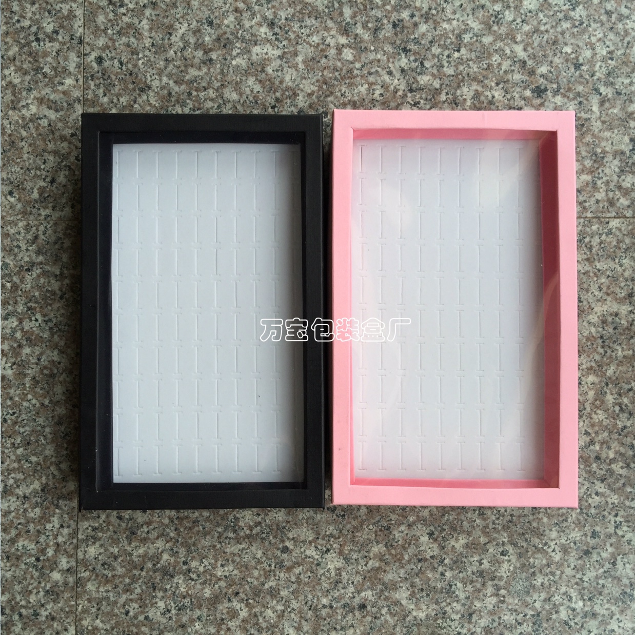 100 holes display box fine gift box powder black and white ring box high-grade jewelry packaging box batch thumbnail
