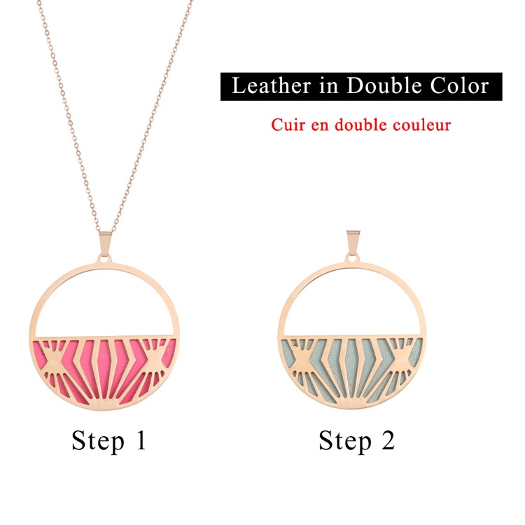 Stainless steel semicircle hollowed-out leather necklace with novel and unique design thumbnail