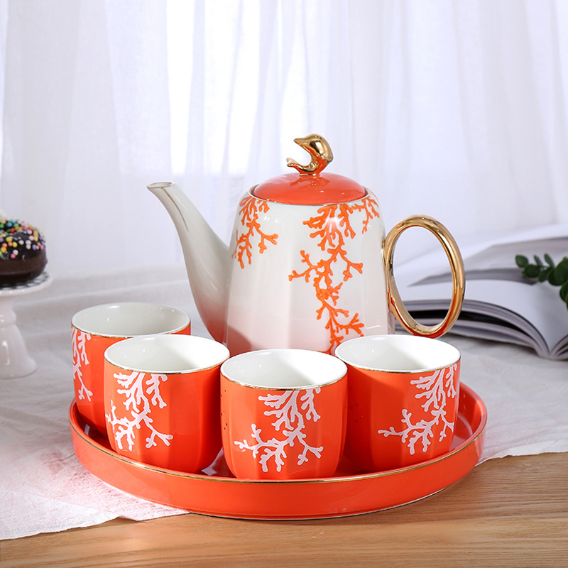 British teapot, ceramic cup, three-piece set, home flower tea cup, European creative coffee cup, tea set, wholesale of Taobao utensils details Picture