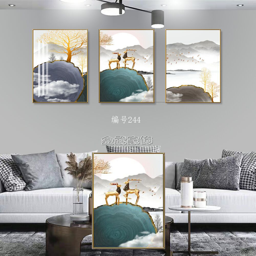Colorful Crystal Stone Living Room Triptych undefined