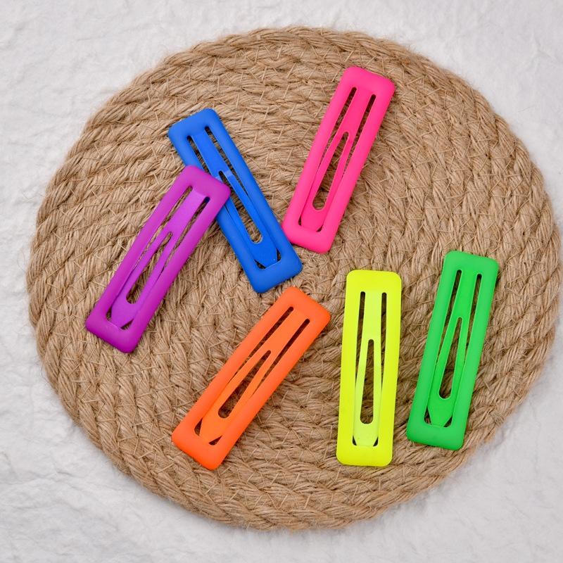 Korea Foreign Trade 7cm fluorescent rubber paint big square clip baking paint drop glue bb clip hairpin side clip thumbnail