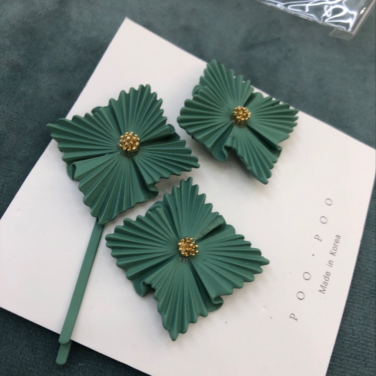 Macaron Colored Stud Earrings Clip Set details Picture