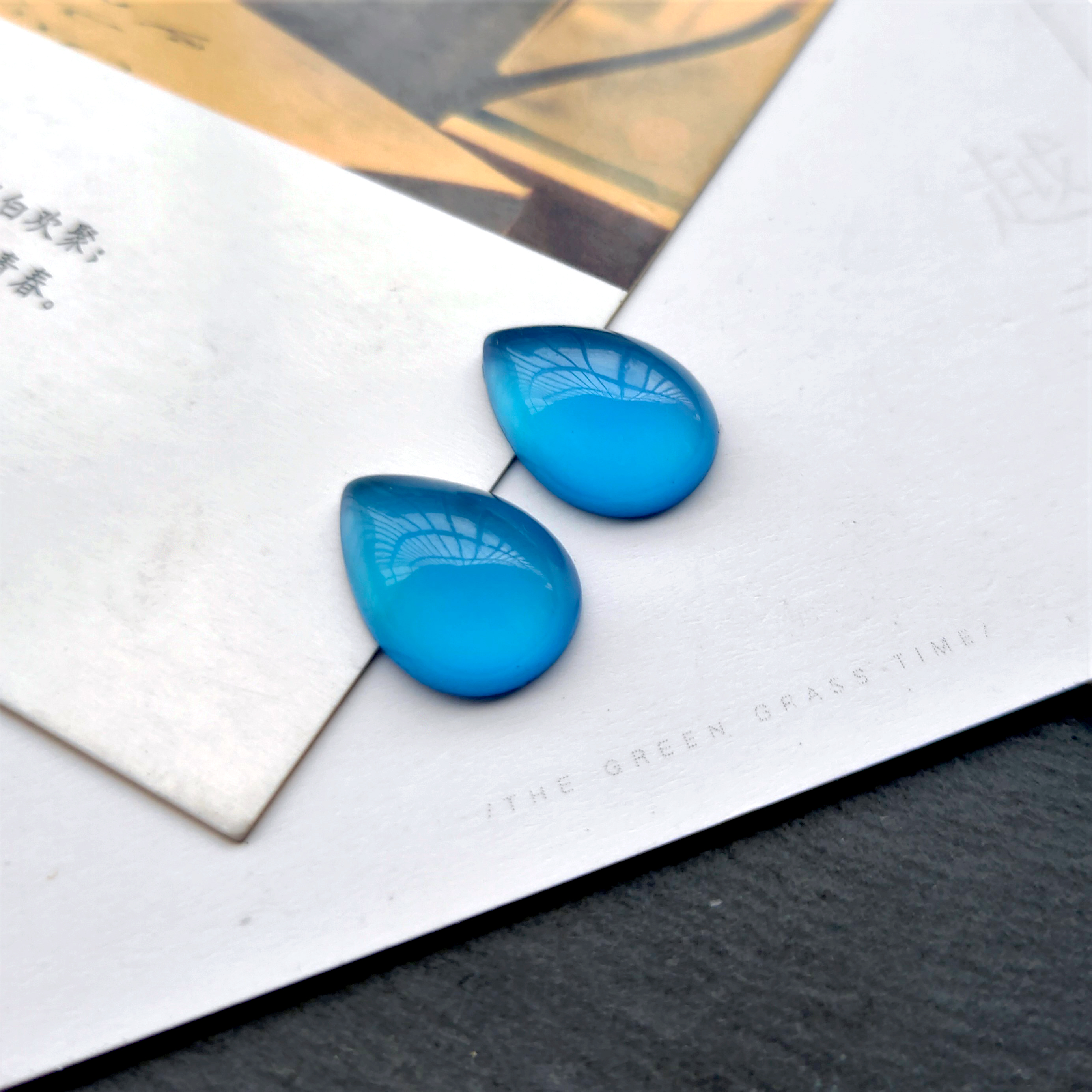 New resin glossy teardrop-shaped ring face, starry sky ring face, diy stepping hairpin, inlaid material, diy jewelry accessories detail image 13