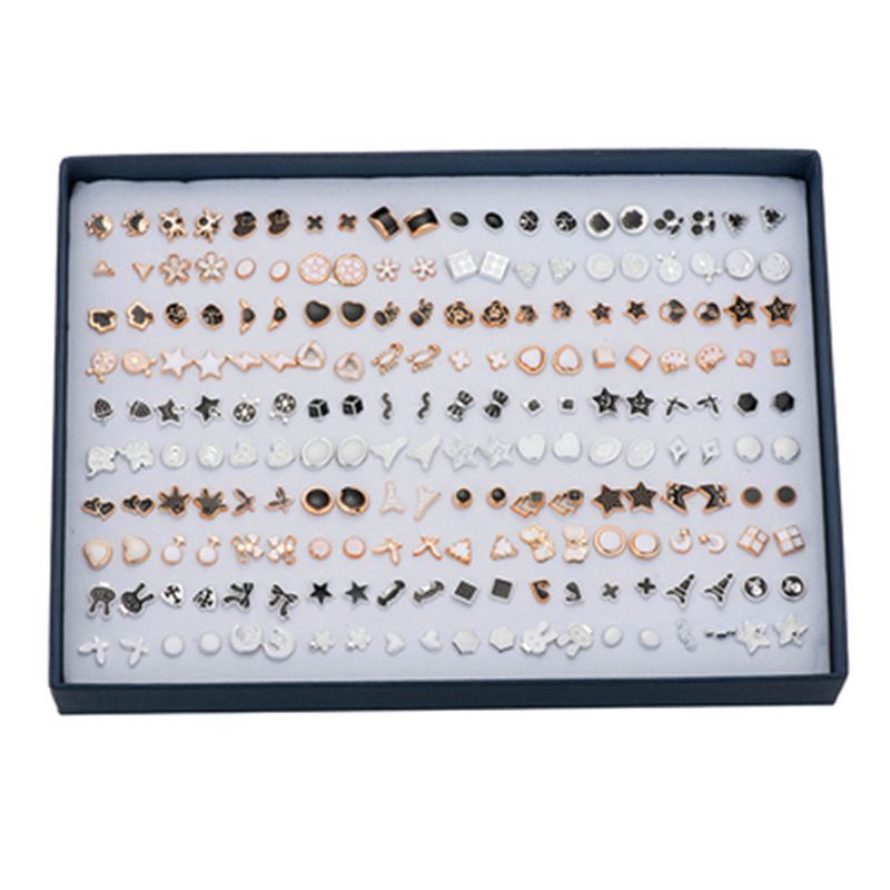 韩版胶针防过敏气质耳钉女盒装塑料胶针个性简约耳饰耳100对批发图