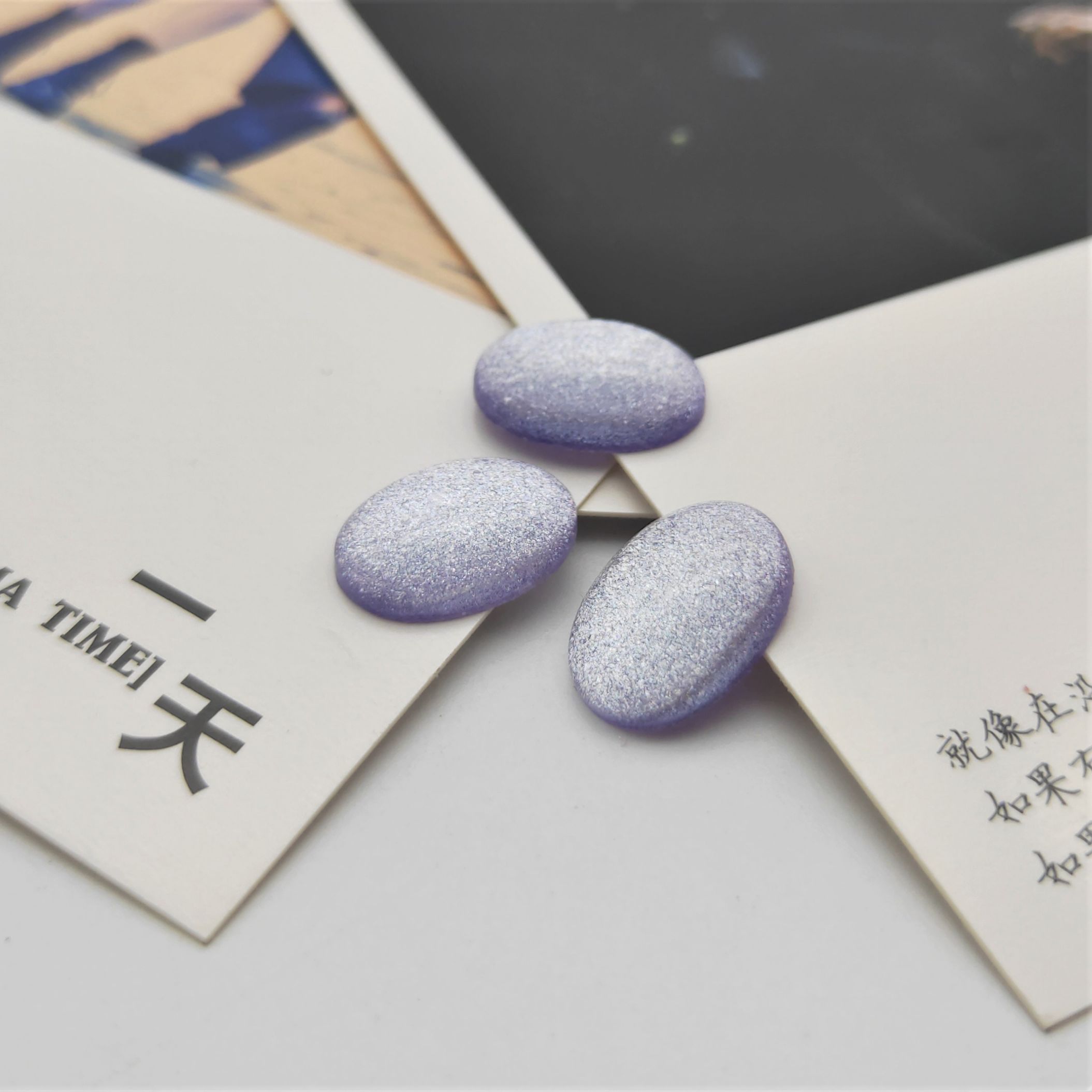 New resin smooth oval ring face starry sky ring face diy step hairpin inlay material diy decoration undefined