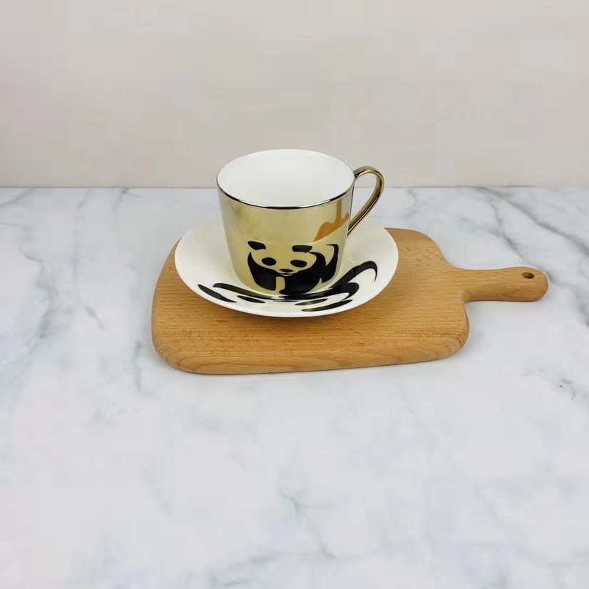 Creative plating mirror reflection cup customized Logo European coffee cup saucer flower cup gift box manufacturers direct