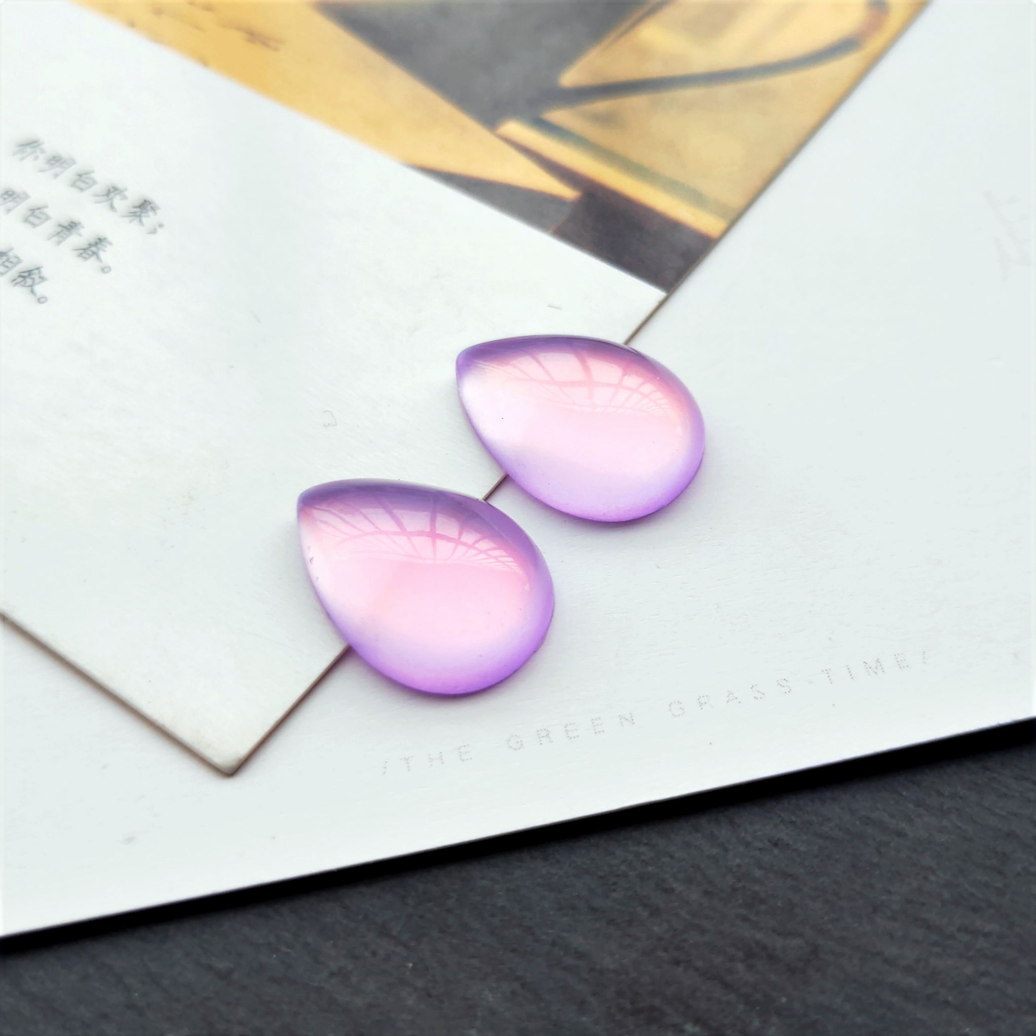 New resin glossy teardrop-shaped ring face, starry sky ring face, diy stepping hairpin, inlaid material, diy jewelry accessories undefined