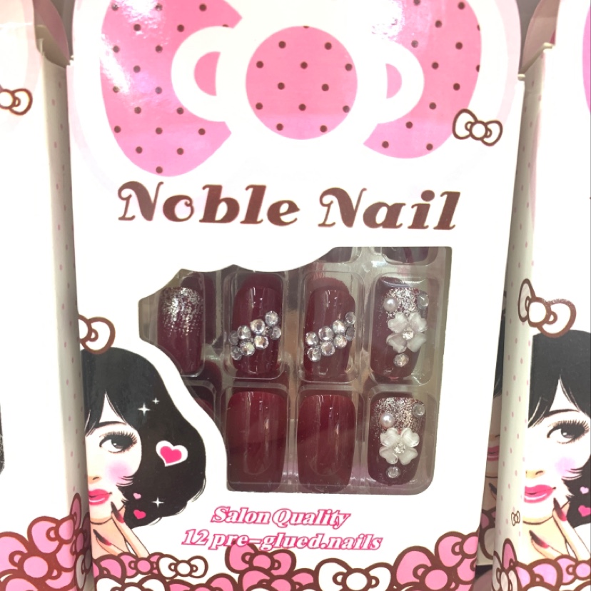 Burgundy flower nails