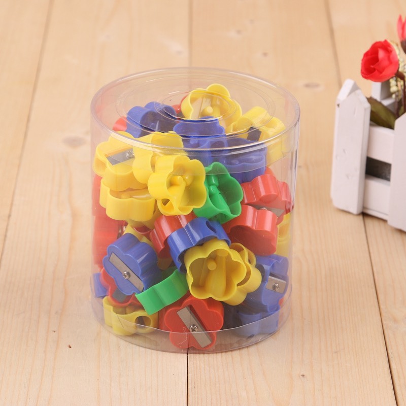 Plum blossom pvc bucket pencil sharpener
