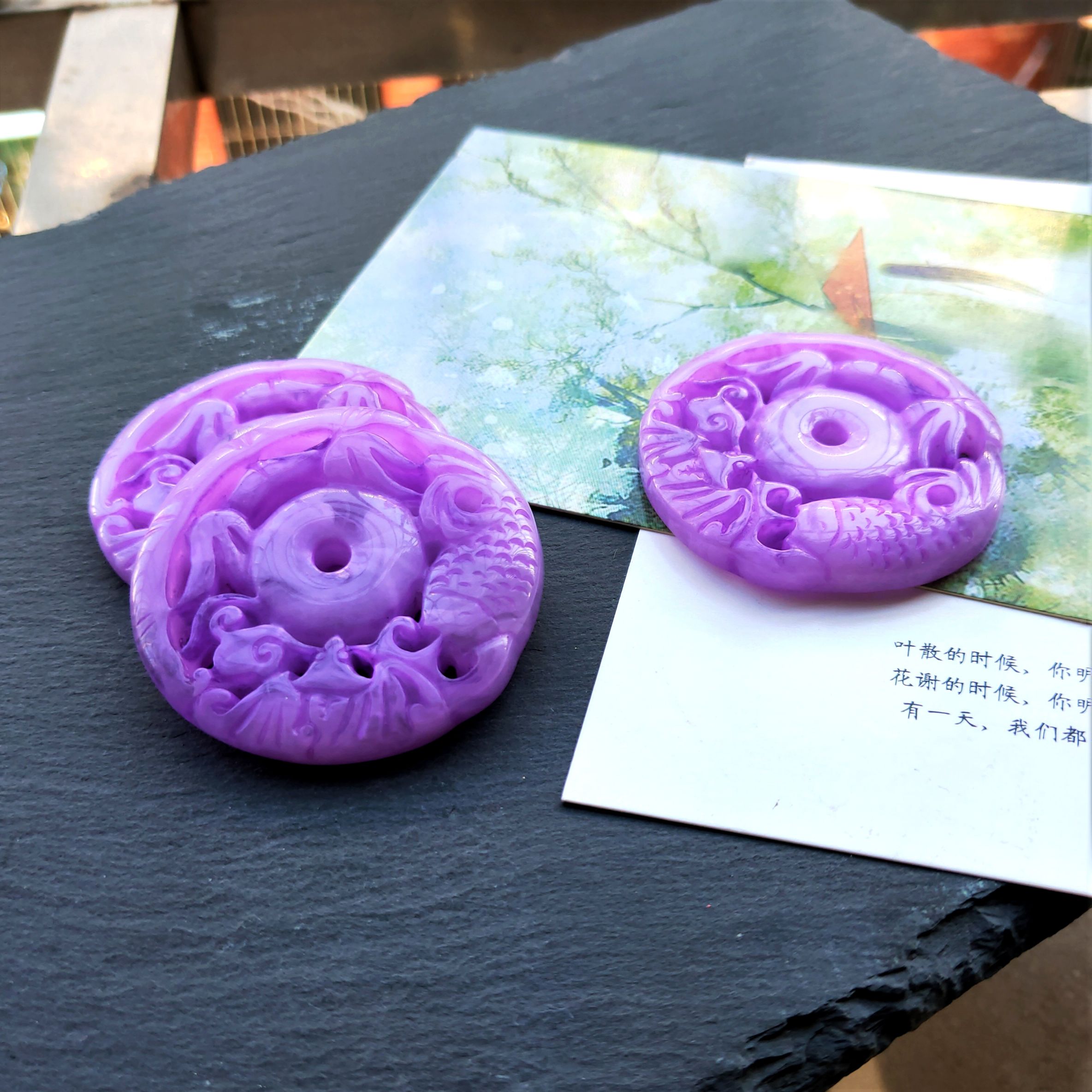 New resin hollowed-out ancient-style waist pendant with fish, ancient-style Hanfu non-walking tassel pendant, imitation jade pendant Item Picture