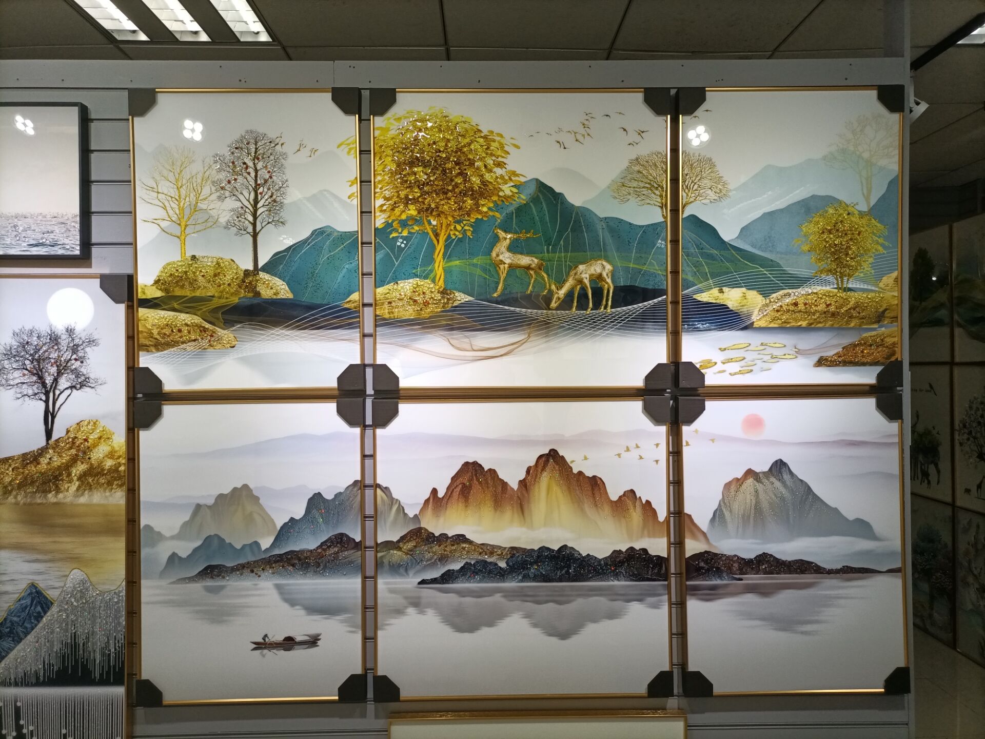 Colorful Stone Porcelain Hot Gold Arts And Crafts Living Room Office Hotel Sofa Background Modern Decorative Mural Specification drawing