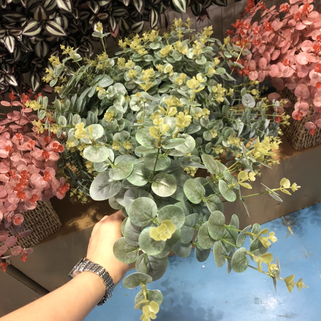 Artificial eucalyptus, plastic eucalyptus, artificial eucalyptus, artificial flowers, artificial flowers, wedding eucalyptus decoration Specification image