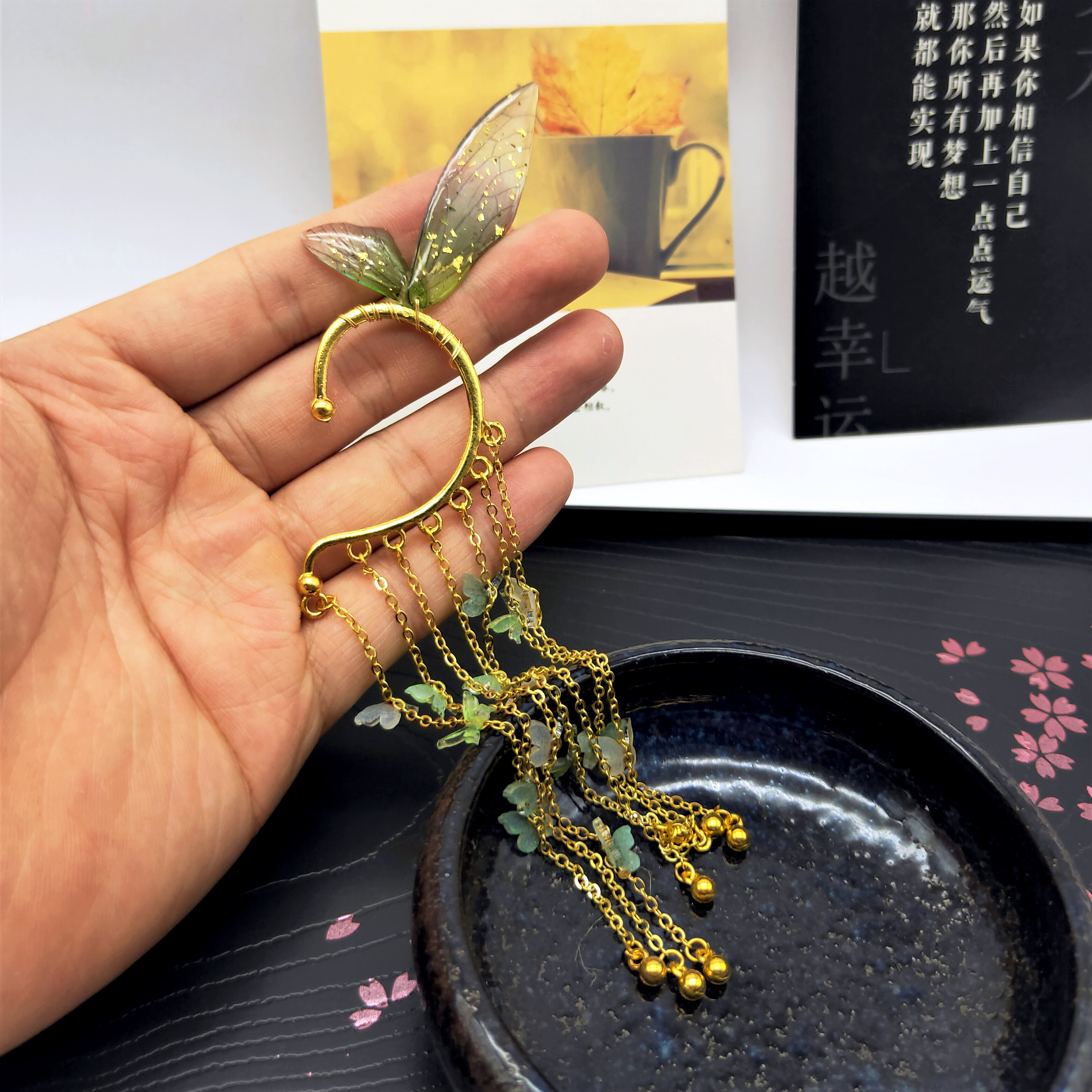 手工制作diy耳环发饰材料 单翅膀蜻蜓翼饰品吊坠配件古风发簪步摇详情图6