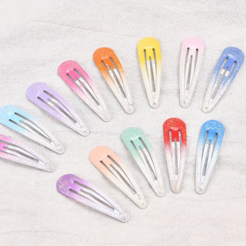 Korean version gradient color baked paint resin colored bb clips, water drop clips, children's hair clips and hair clips full image