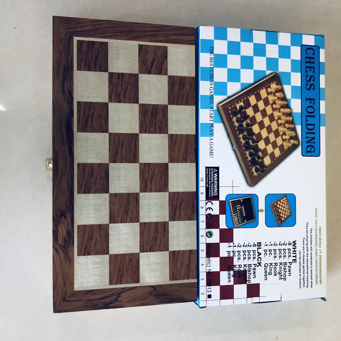 国际象棋 拼格贴木皮带磁国际象棋 盒子尺寸29x14.5x4.8公分详情图5
